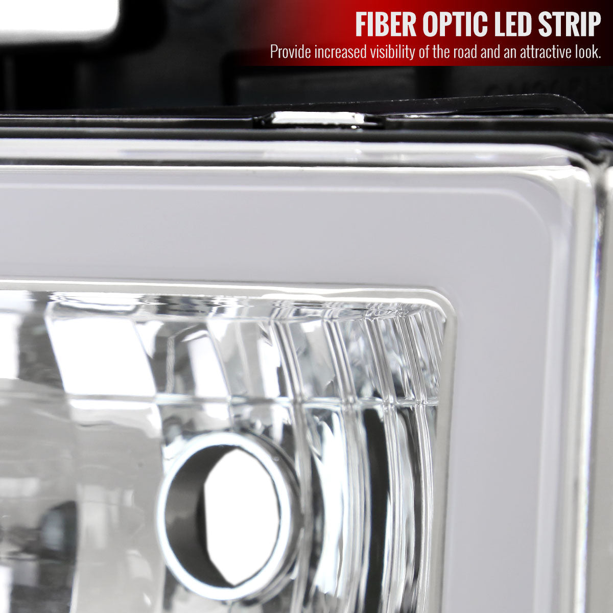 1988-1998 Chevrolet/GMC C10 C/K LED Strip Factory Style Headlights (Chrome Housing/Clear Lens)