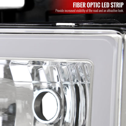 1988-1998 Chevrolet/GMC C10 C/K LED Strip Factory Style Headlights (Chrome Housing/Clear Lens)