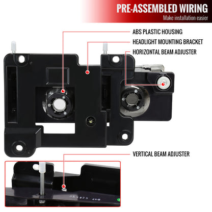 1988-1998 Chevrolet/GMC C10 C/K LED Strip Factory Style Headlights (Chrome Housing/Clear Lens)