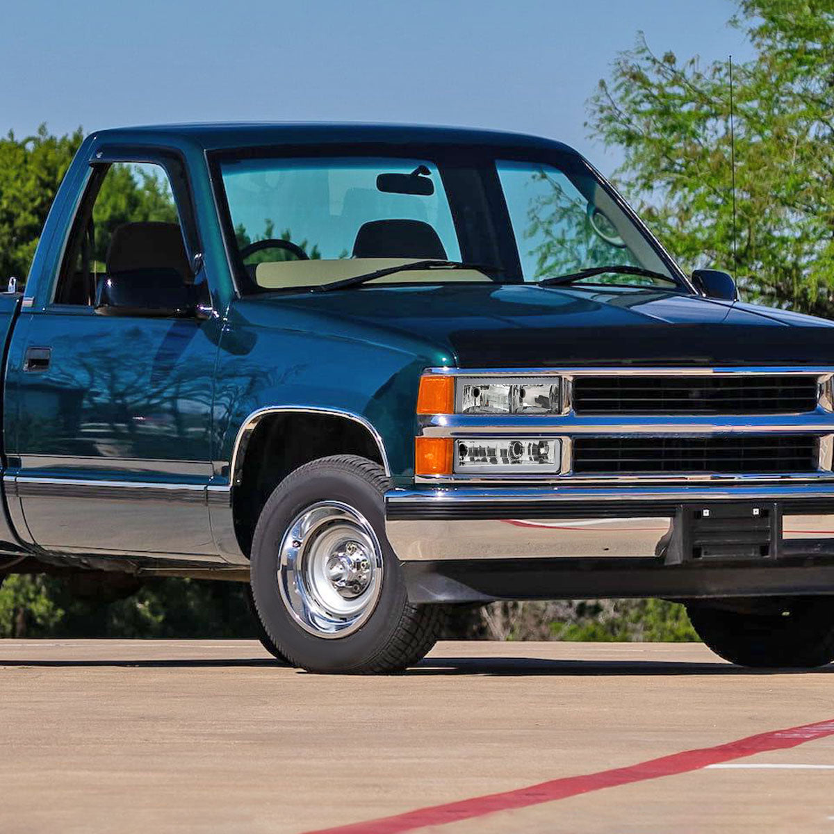 1988-1998 Chevrolet/GMC C10 C/K LED Strip Factory Style Headlights (Chrome Housing/Clear Lens)