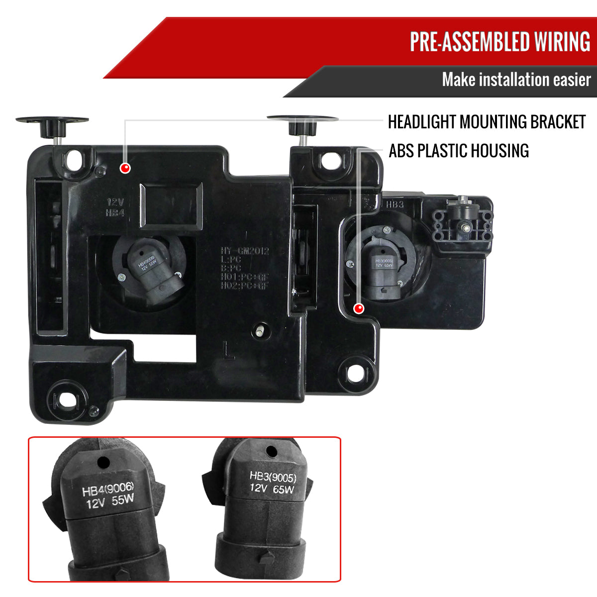 1988-1998 Chevrolet C/K C10/Tahoe/Suburban/Silverado GMC Sierra/Yukon/Suburban Crystal Headlights (Chrome Housing/Clear Lens)