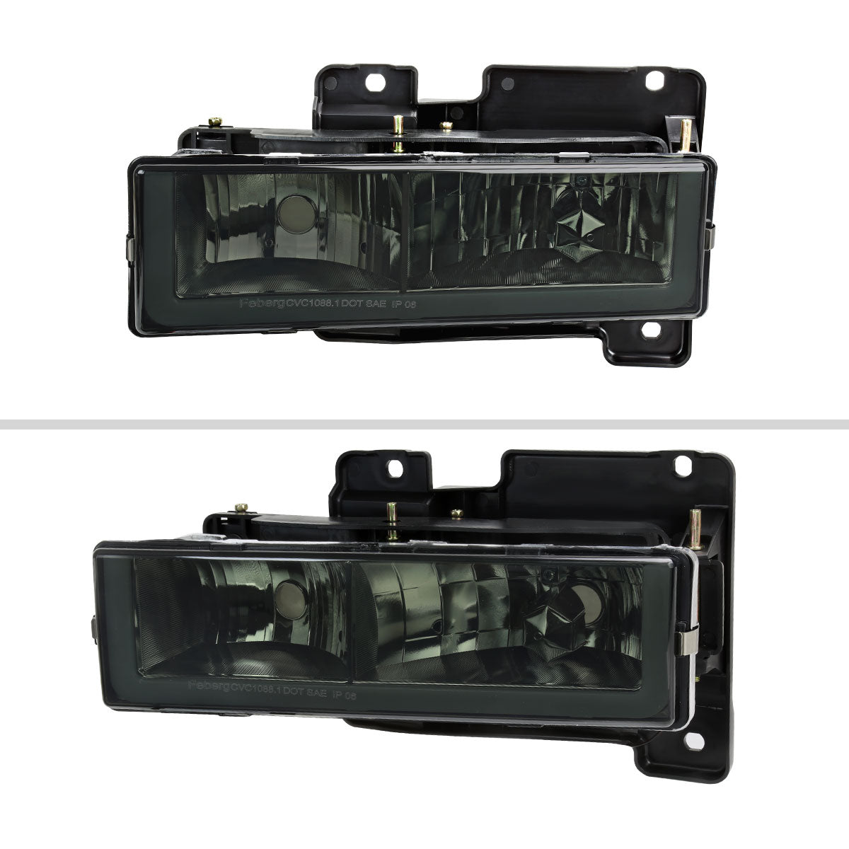 1988-1998 Chevrolet C/K C10/Tahoe/Suburban/Silverado GMC Sierra/Yukon/Suburban LED Bar Crystal Headlights (Chrome Housing/Smoked Lens)