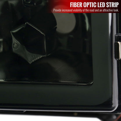 1988-1998 Chevrolet C/K C10/Tahoe/Suburban/Silverado GMC Sierra/Yukon/Suburban LED Bar Crystal Headlights (Chrome Housing/Smoked Lens)