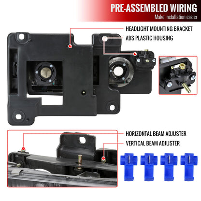 1988-1998 Chevrolet C/K C10/Tahoe/Suburban/Silverado GMC Sierra/Yukon/Suburban LED Bar Crystal Headlights (Chrome Housing/Smoked Lens)