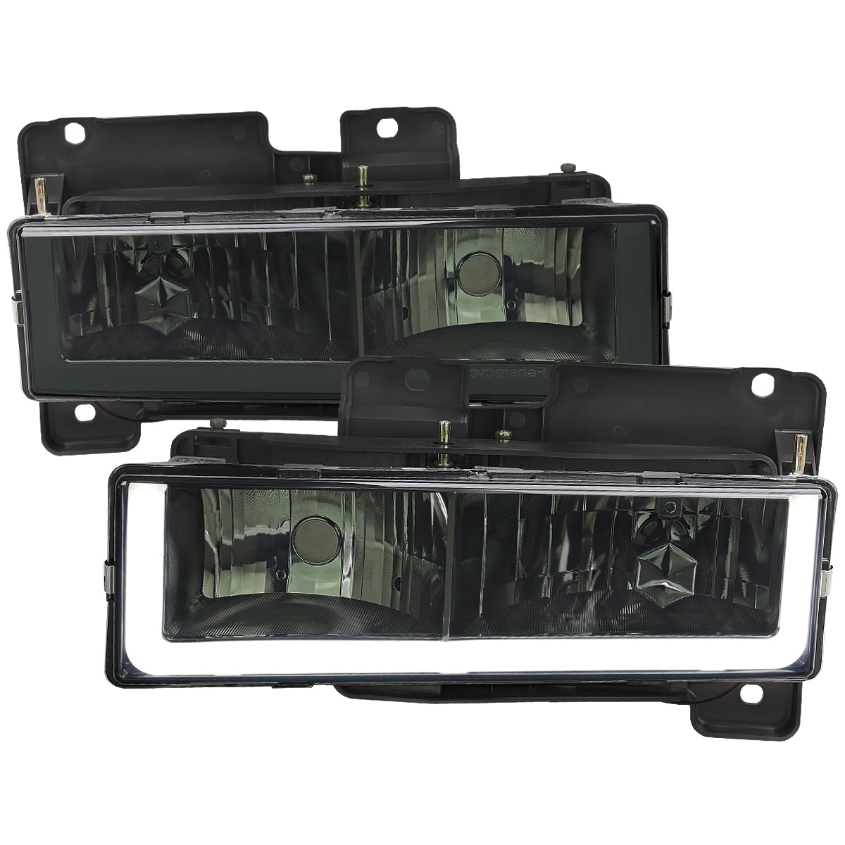 1988-1998 Chevrolet C/K C10/Tahoe/Suburban/Silverado GMC Sierra/Yukon/Suburban LED Bar Crystal Headlights (Chrome Housing/Smoked Lens)