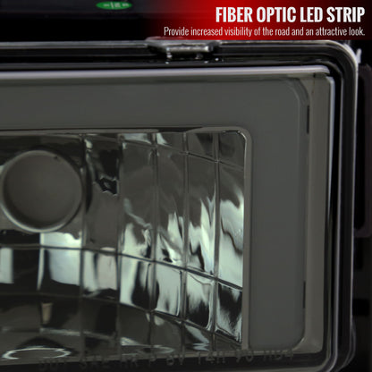 1988-1998 Chevrolet/GMC C10 C/K LED Strip Factory Style Headlights (Chrome Housing/Smoked Lens)