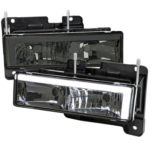 1988-1998 Chevrolet/GMC C10 C/K LED Strip Factory Style Headlights (Chrome Housing/Smoked Lens)