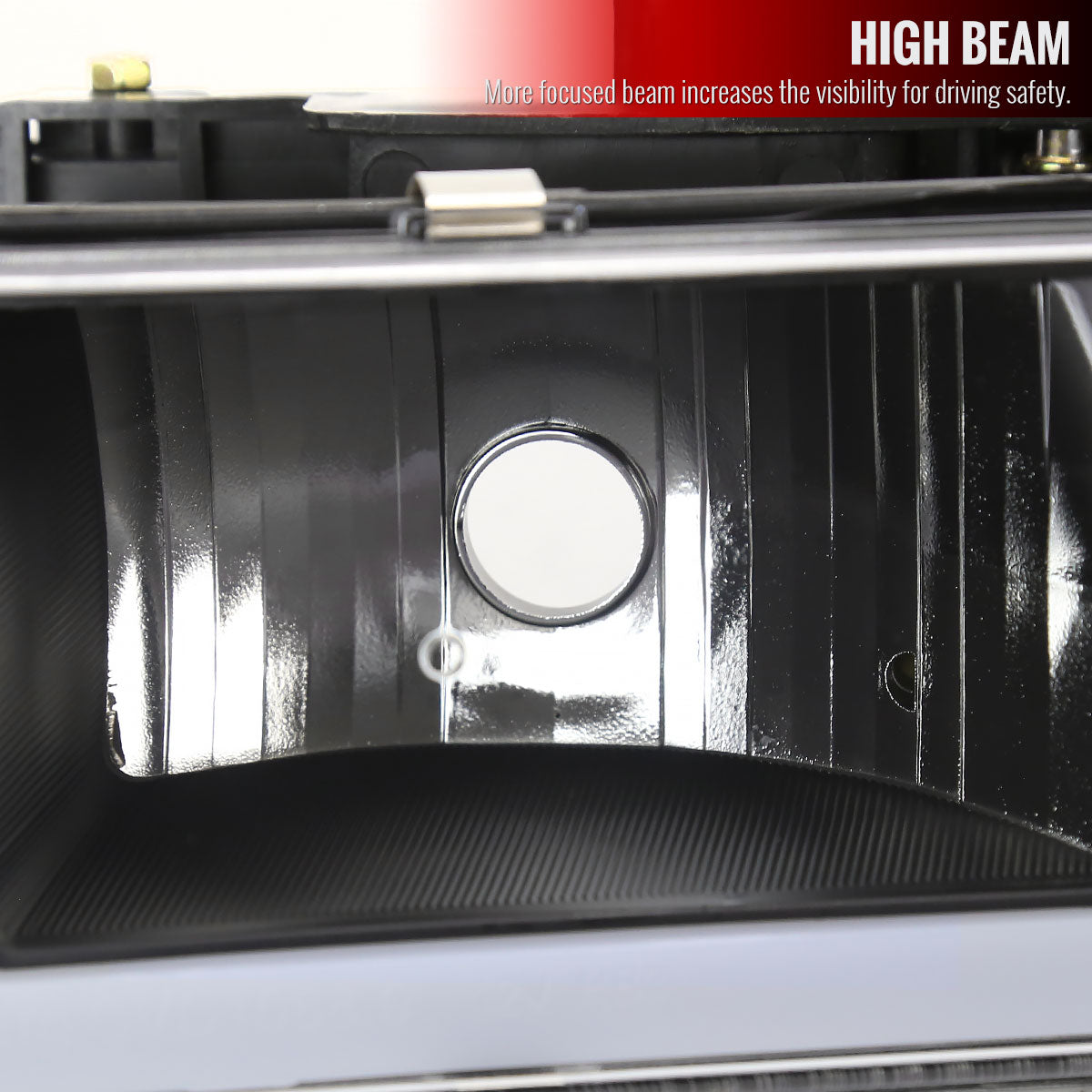 1988-1998 Chevrolet C/K C10/Tahoe/Suburban/Silverado GMC Sierra/Yukon/Suburban LED Bar Crystal Headlights (Matte Black Housing/Clear Lens)