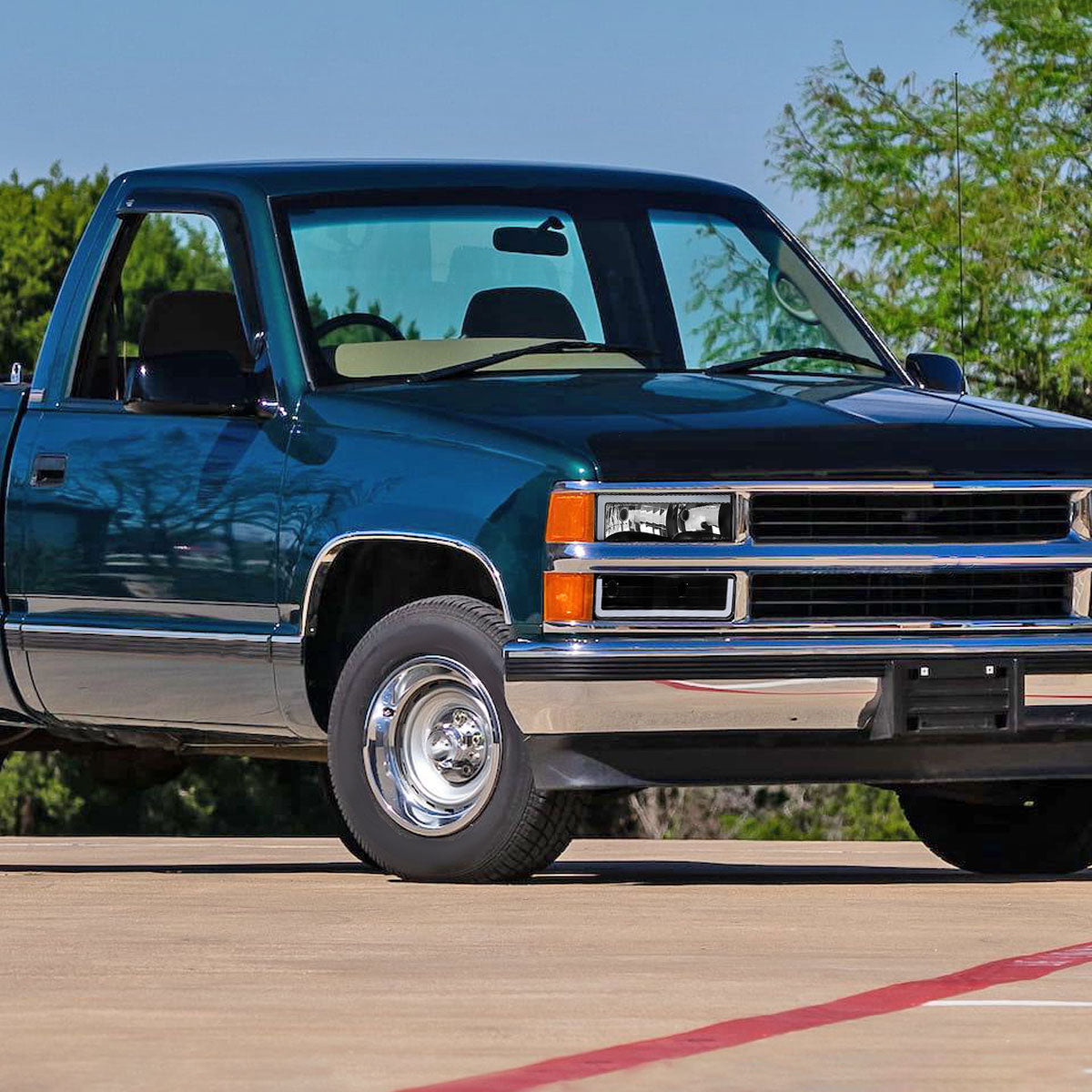 1988-1998 Chevrolet/GMC C10 C/K LED Strip Factory Style Headlights (Matte Black Housing/Clear Lens)