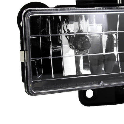 1988-1998 Chevrolet C/K C10/Tahoe/Suburban/Silverado GMC Sierra/Yukon/Suburban Crystal Headlights (Matte Black Housing/Clear Lens)
