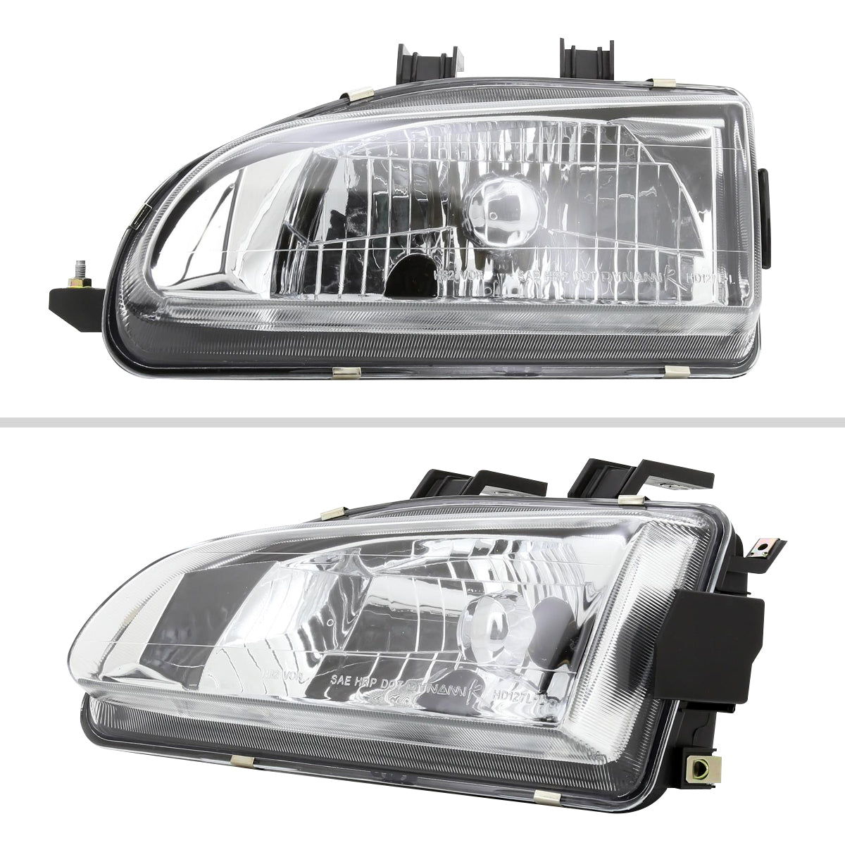 1992-1995 Honda Civic Factory Style Crystal Headlights (Chrome Housing/Clear Lens)