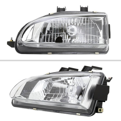 1992-1995 Honda Civic Factory Style Crystal Headlights (Chrome Housing/Clear Lens)