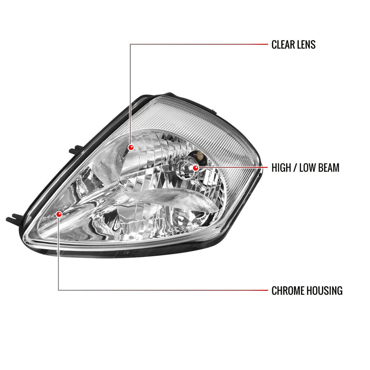 2000-2005 Mitsubishi Eclipse Factory Style Crystal Headlights (Chrome Housing/Clear Lens)