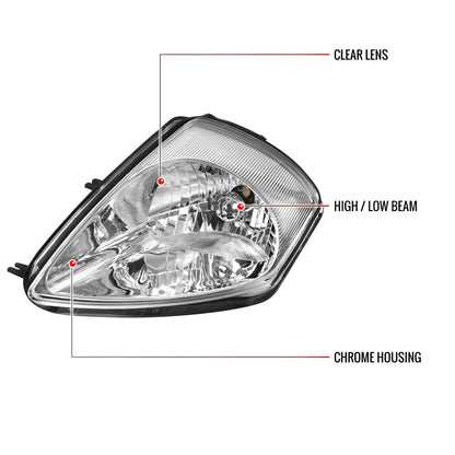 2000-2005 Mitsubishi Eclipse Factory Style Crystal Headlights (Chrome Housing/Clear Lens)