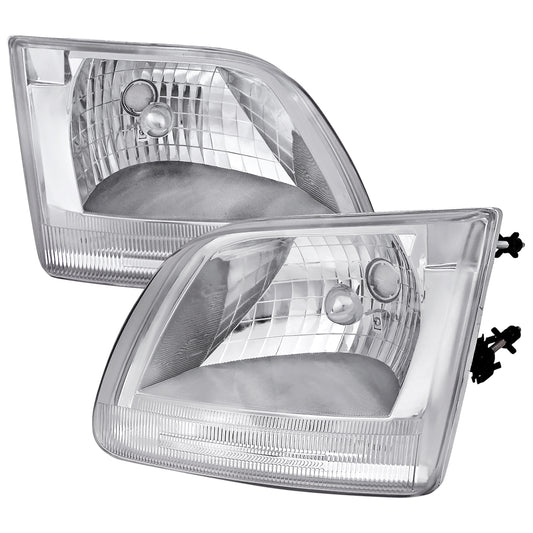 1997-2004 Ford F-150/Expedition Factory Style Crystal Headlights (Chrome Housing/Clear Lens)