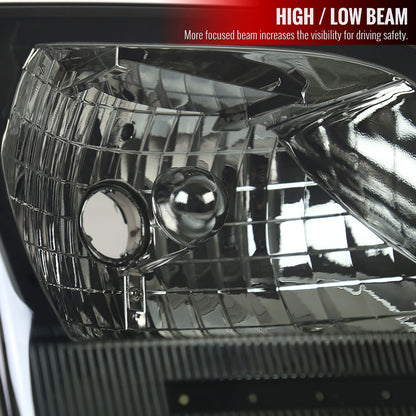 1997-2004 Ford F-150/Expedition Factory Style Headlights w/ SMD LED Light Strip (Chrome Housing/Smoked Lens)