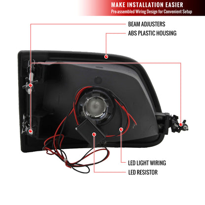 1997-2004 Ford F-150/Expedition Factory Style Headlights w/ SMD LED Light Strip (Chrome Housing/Smoked Lens)