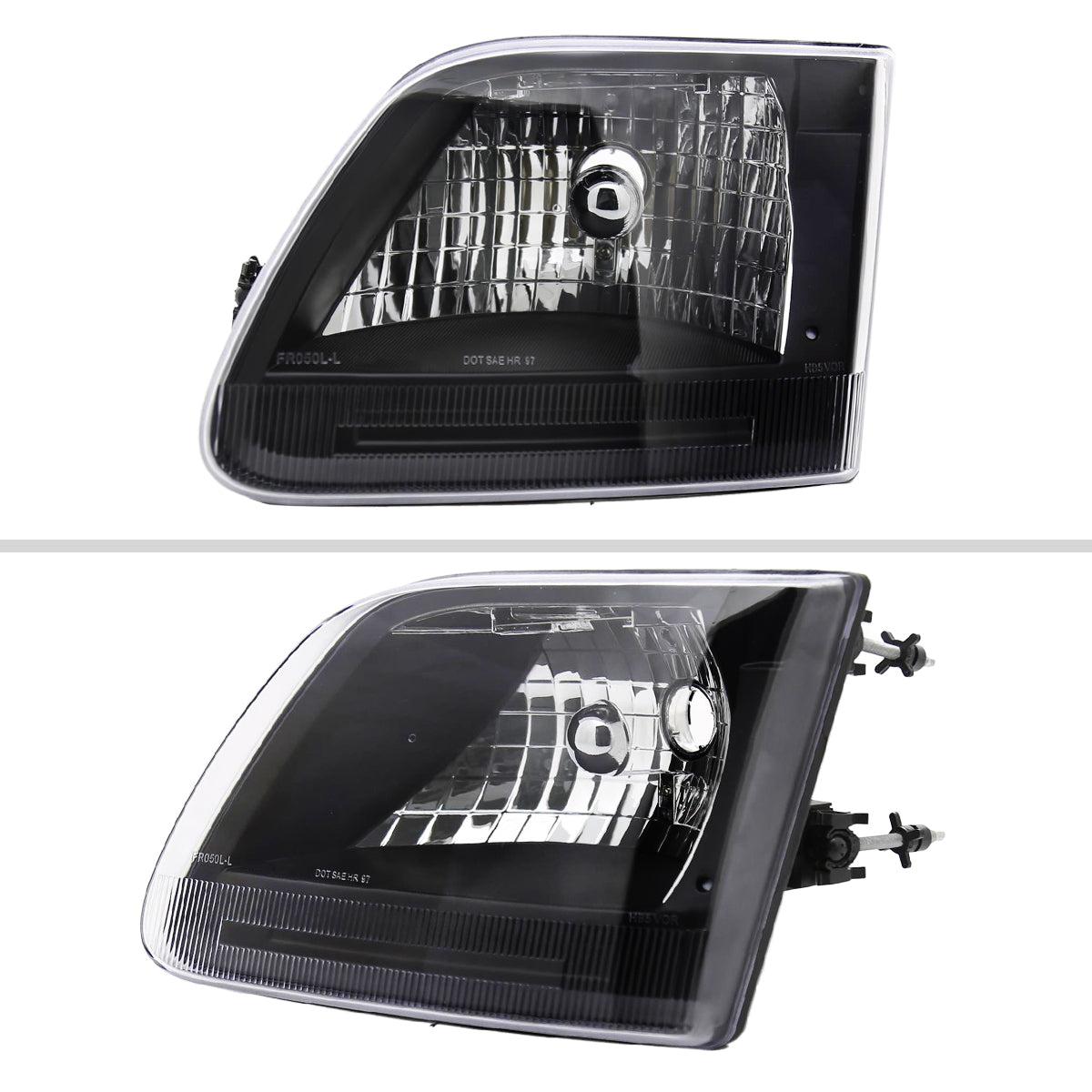 1997-2004 Ford F-150/Expedition Factory Style Crystal Headlights (Matte Black Housing/Clear Lens)