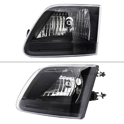 1997-2004 Ford F-150/Expedition Factory Style Crystal Headlights (Matte Black Housing/Clear Lens)