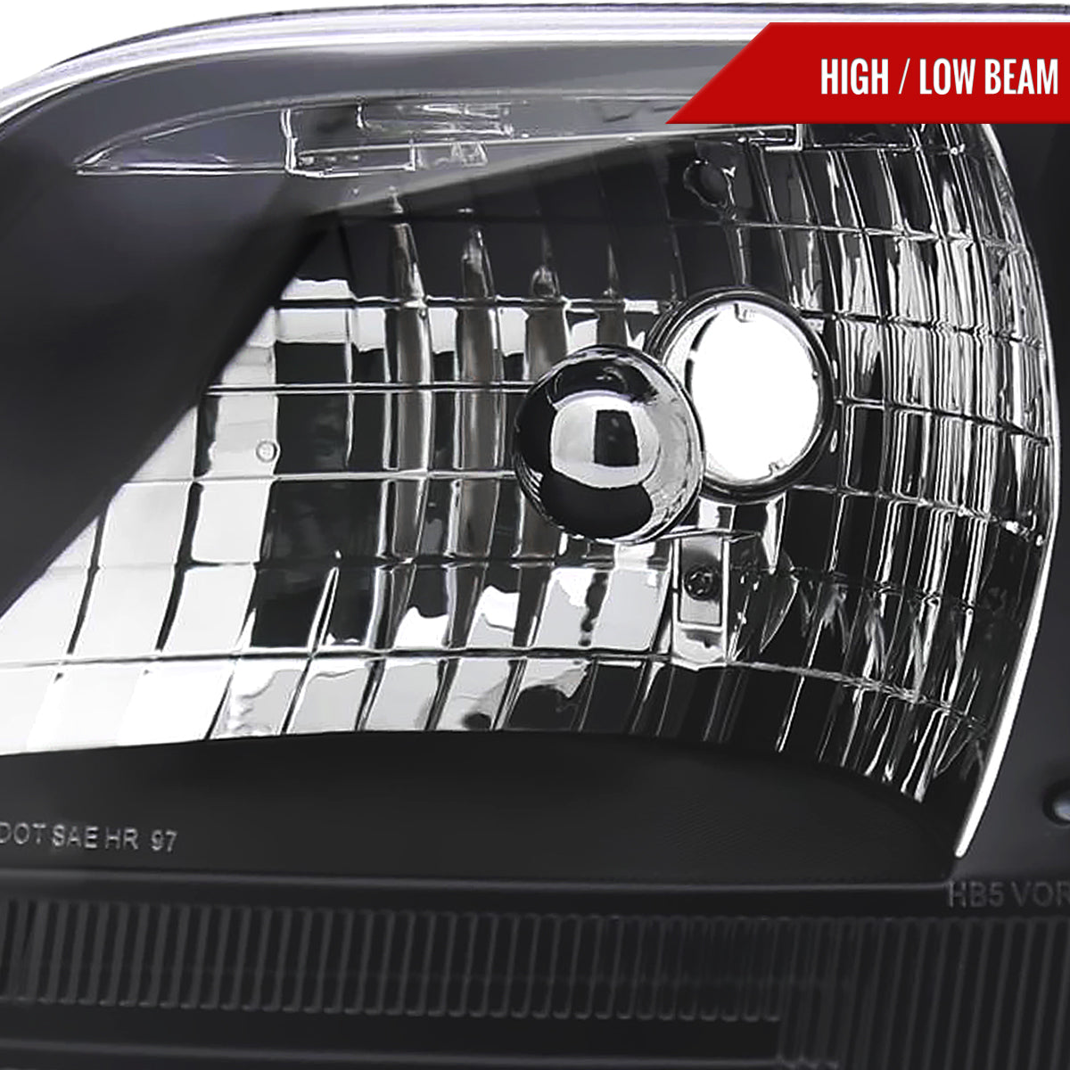 1997-2004 Ford F-150/Expedition Factory Style Crystal Headlights (Matte Black Housing/Clear Lens)
