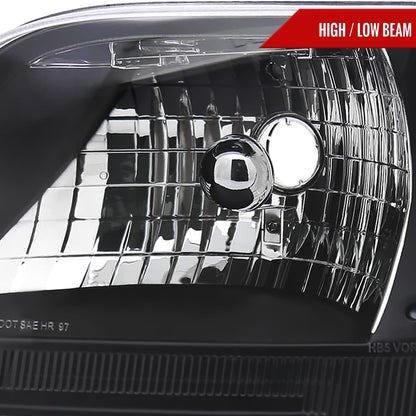 1997-2004 Ford F-150/Expedition Factory Style Crystal Headlights (Matte Black Housing/Clear Lens)