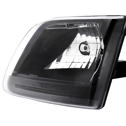 1997-2004 Ford F-150/Expedition Factory Style Crystal Headlights (Matte Black Housing/Clear Lens)