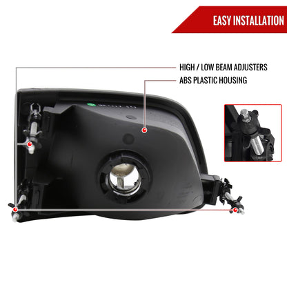 1997-2004 Ford F-150/Expedition Factory Style Crystal Headlights (Matte Black Housing/Clear Lens)