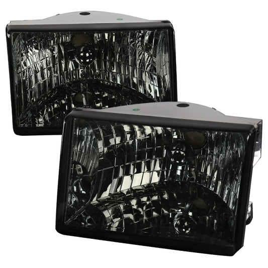 1993-1998 Jeep Grand Cherokee Factory Style Headlights (Chrome Housing/Smoked Lens)