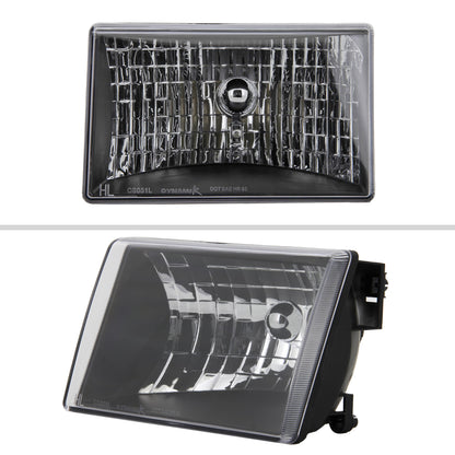 1993-1998 Jeep Grand Cherokee Factory Style Headlights (Matte Black Housing/Clear Lens)