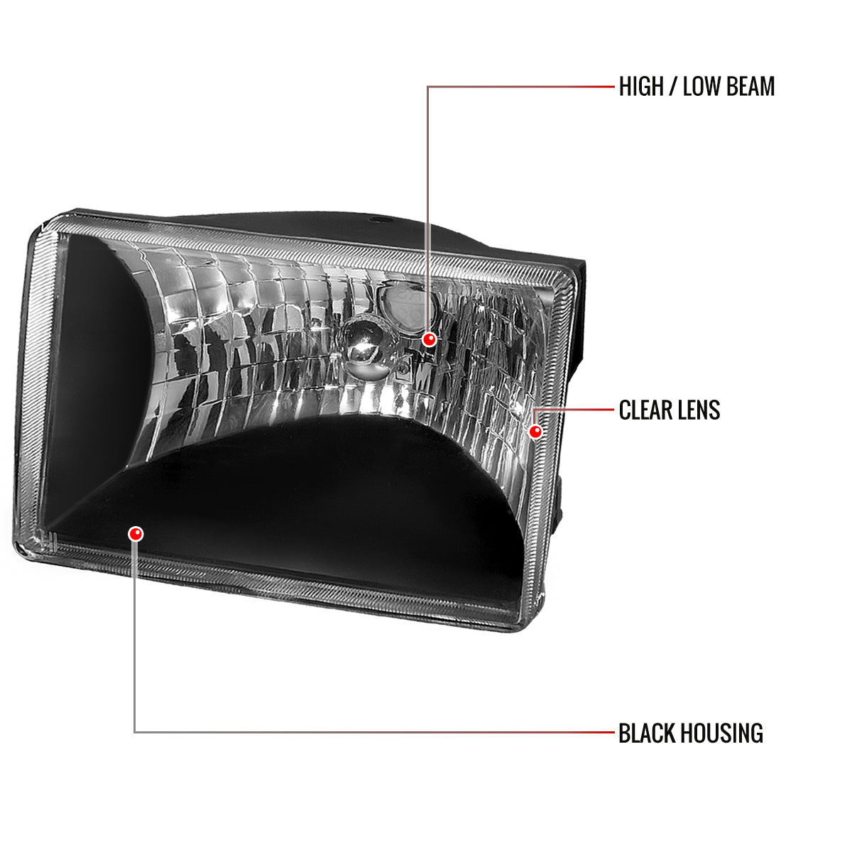 1993-1998 Jeep Grand Cherokee Factory Style Headlights (Matte Black Housing/Clear Lens)