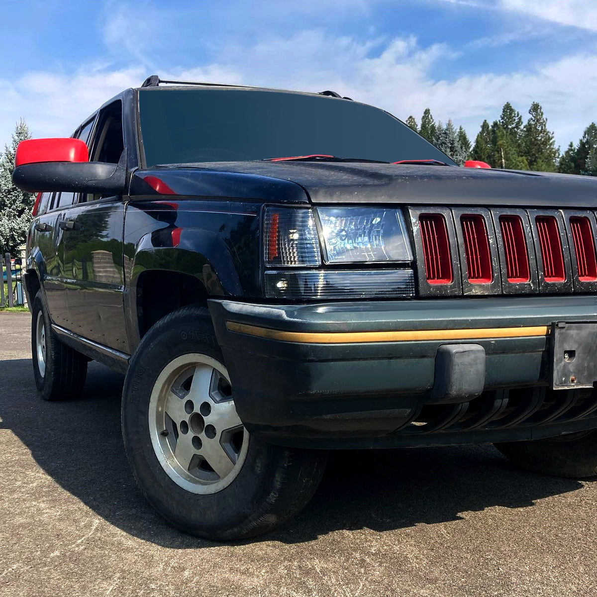 1993-1998 Jeep Grand Cherokee Factory Style Headlights (Matte Black Housing/Clear Lens)