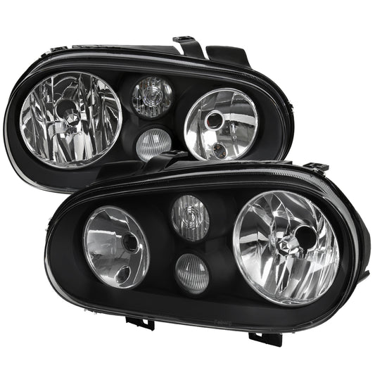 1999-2006 Volkswagen Golf Mk4 GTI/R32 Cabrio V2 Factory Style Headlights  (Matte Black Housing/Clear Lens)