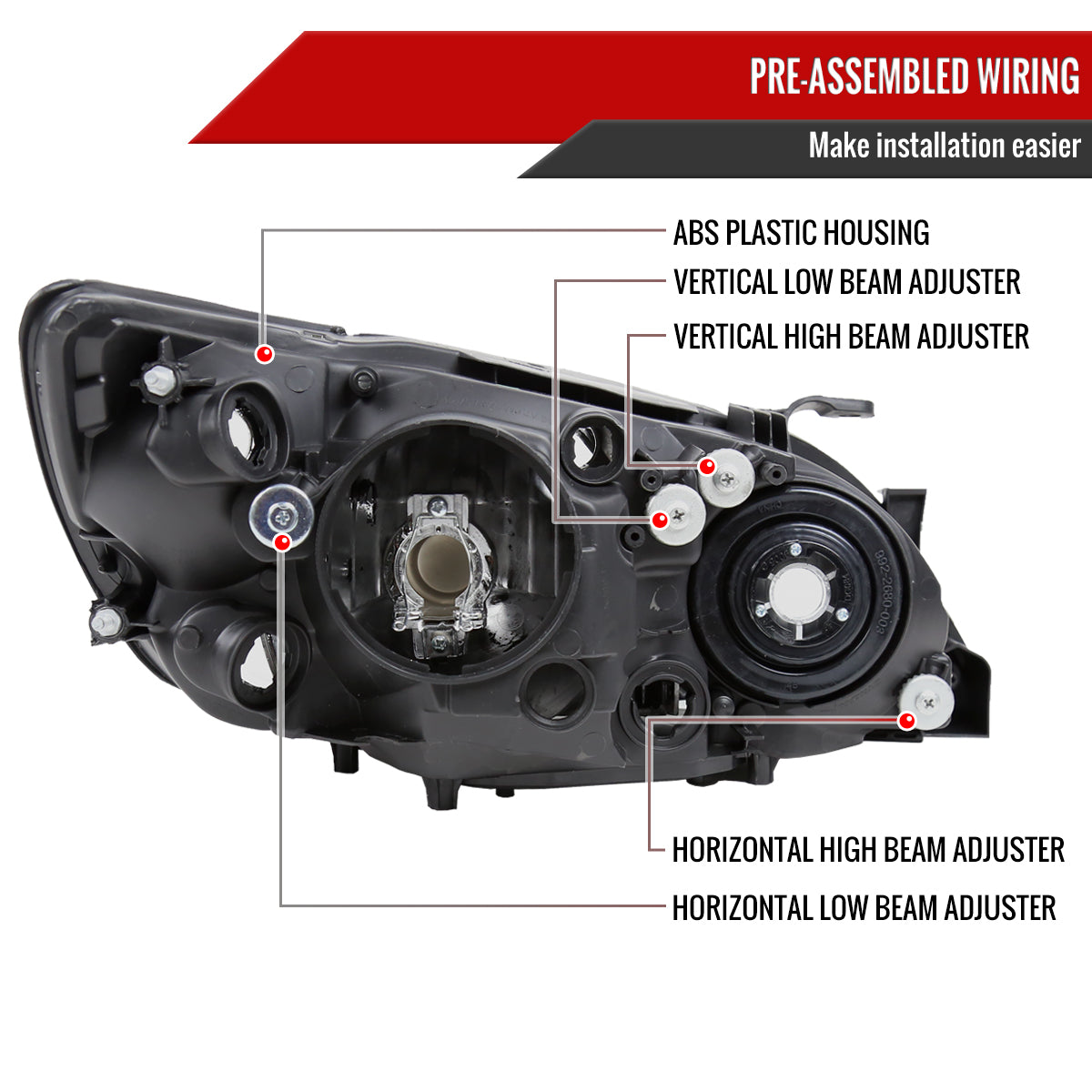 2001-2005 Lexus IS300 Factory Style Crystal Headlights (Chrome Housing/Clear Lens)