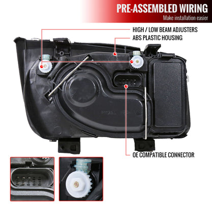 1999-2005 Volkswagen Jetta/Bora Mk4 V3 Factory Style Headlights (Chrome Housing/Smoked Lens)