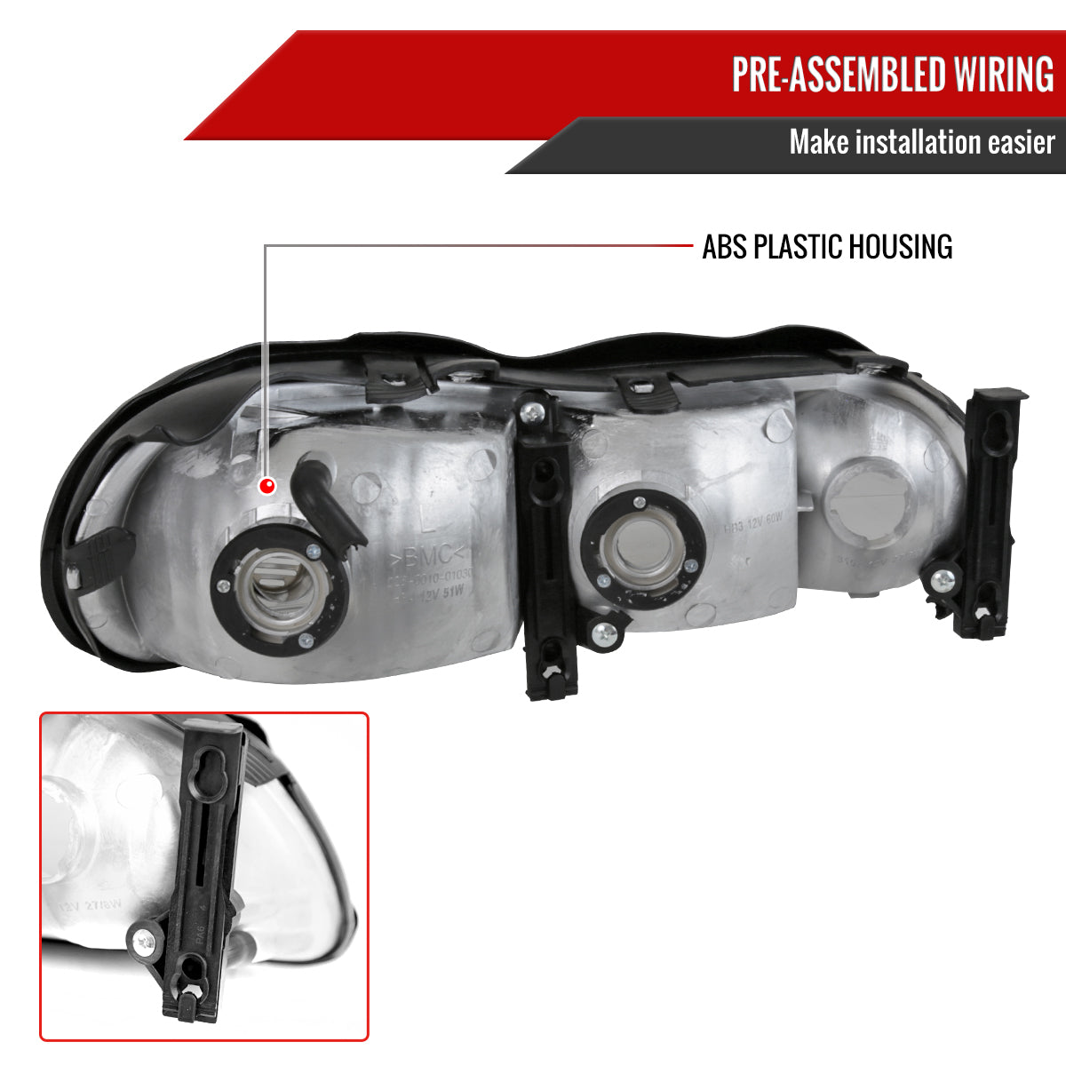 1997-1999 Oldsmobile Cutlass / 1997-2003 Chevrolet Malibu / 2004-2005 Chevrolet Classic Factory Style Headlights (Matte Black Housing/Clear Lens)
