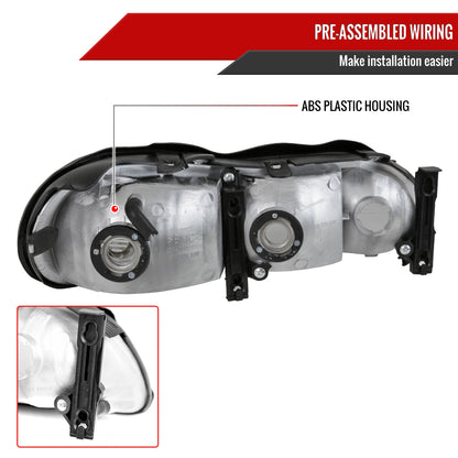 1997-1999 Oldsmobile Cutlass / 1997-2003 Chevrolet Malibu / 2004-2005 Chevrolet Classic Factory Style Headlights (Matte Black Housing/Clear Lens)