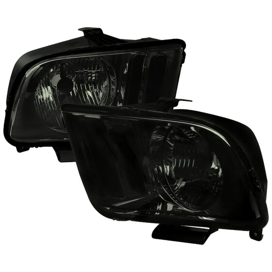 2005-2009 Ford Mustang Factory Style Headlights (Chrome Housing/Smoked Lens)