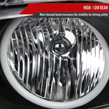 2005-2009 Ford Mustang LED Halo Factory Style Headlights (Matte Black Housing/Clear Lens)