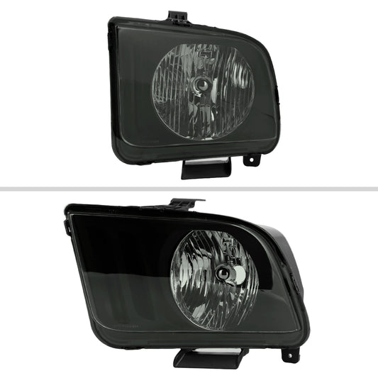 2005-2009 Ford Mustang Factory Style Headlights (Matte Black Housing/Light Smoked Lens)