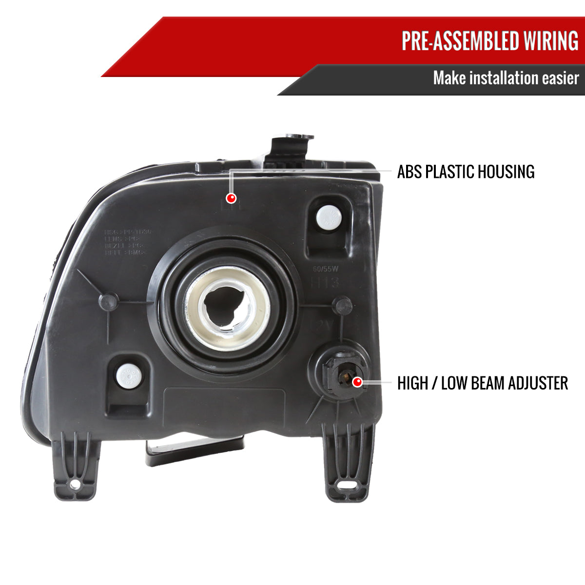 2005-2009 Ford Mustang Factory Style Headlights (Black Housing/Smoked Lens)