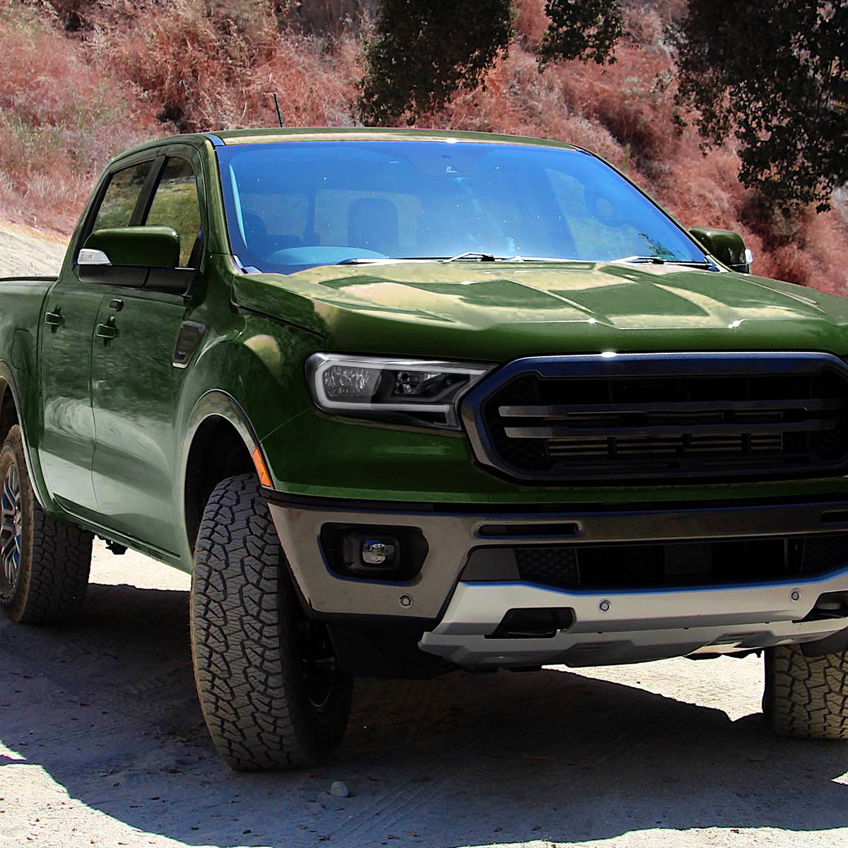 2019-2023 Ford Ranger XL XLT Factory Style Replacement Headlights with LED Bar Turn Signal (Matte Black Housing/Clear Lens)