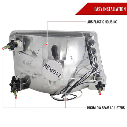 1998-2000 Ford Ranger Factory Style Headlights (Chrome Housing/Clear Lens)
