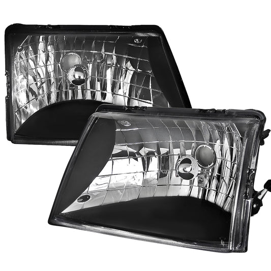 1998-2000 Ford Ranger Factory Style Crystal Headlights (Matte Black Housing/Clear Lens)
