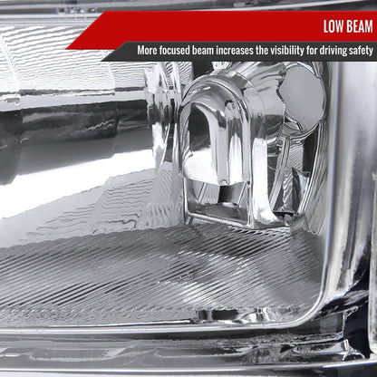 2007-2014 GMC Sierra Factory Style Headlights Clear Reflector (Chrome Housing/Clear Lens)