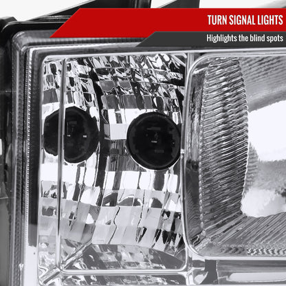 2007-2014 GMC Sierra Factory Style Headlights Clear Reflector (Chrome Housing/Clear Lens)