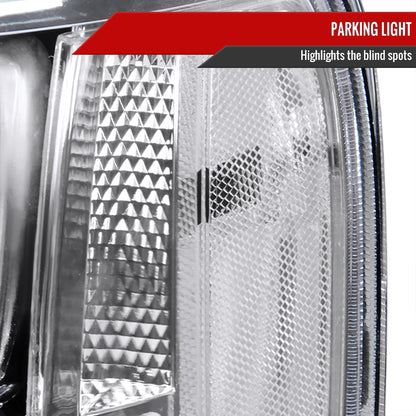 2007-2014 GMC Sierra Factory Style Headlights Clear Reflector (Chrome Housing/Clear Lens)