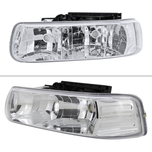 1999-2006 Chevrolet Silverado/Tahoe/Suburban Factory Style Headlights (Chrome Housing/Clear Lens)
