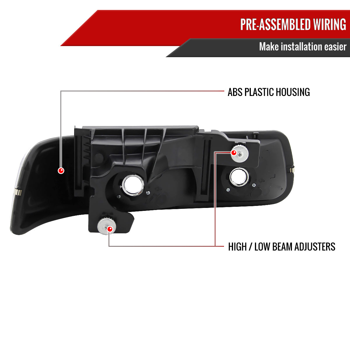 1999-2006 Chevrolet Silverado/Tahoe/Suburban Factory Style Headlights (Matte Black Housing/Clear Lens)