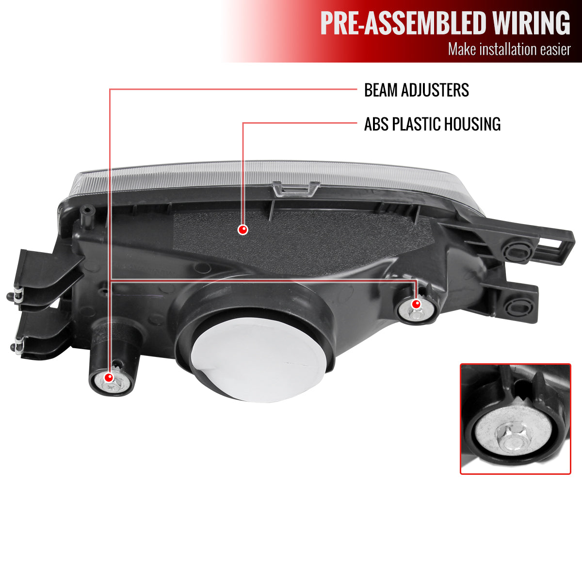 1995-2001 Subaru Impreza Factory Style Crystal Headlights (Matte Black Housing/Clear Lens)