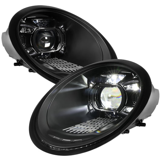 2005-2008 Porsche 911 997.1 LED Projector w/ DRL Headlights (Matte Black Housing  / Glossy Black Accents / Clear Lens)